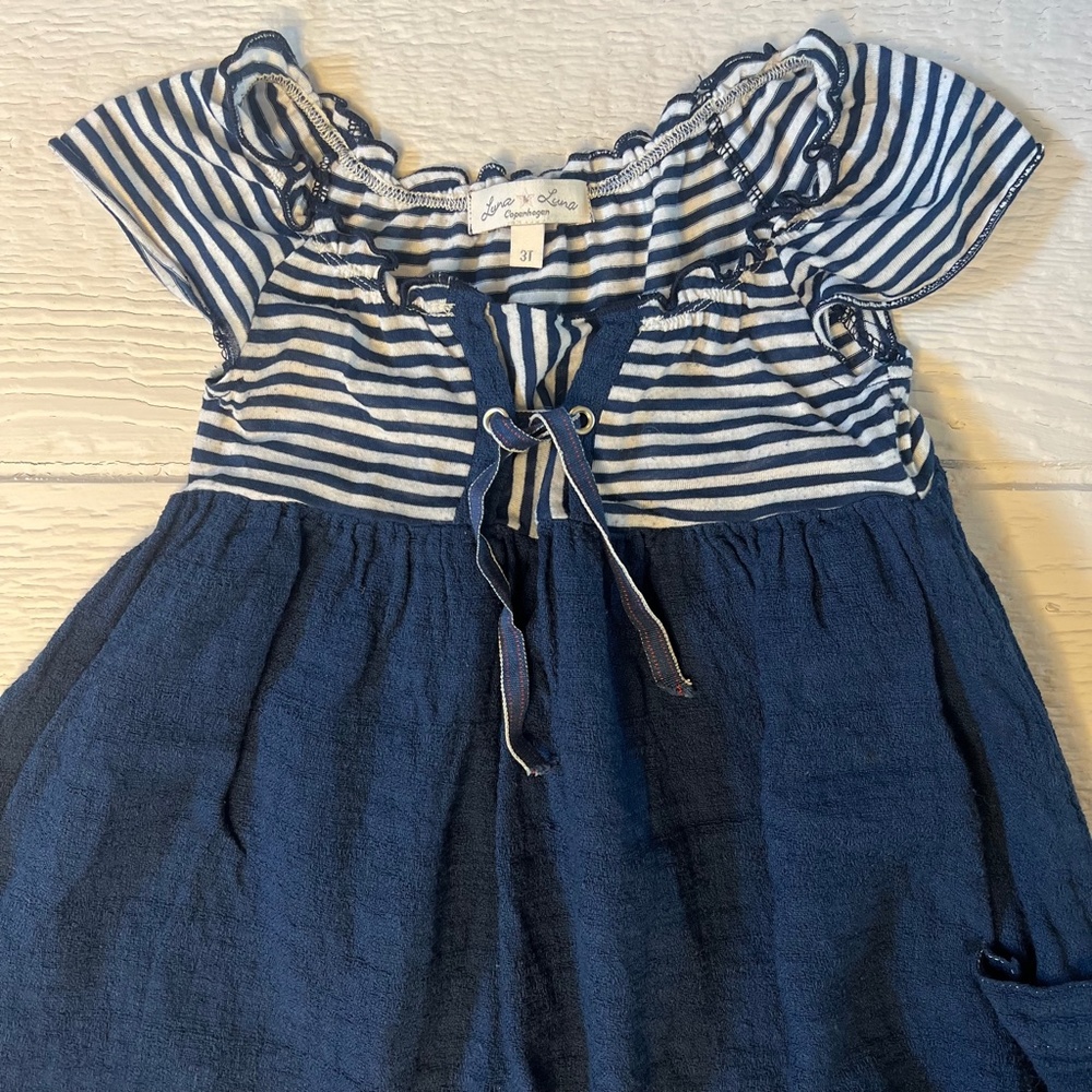 EUC {Luna Luna Copenhagen} Navy & White Striped Sailor Swing Dress | Girls 3T - Picture 4 of 15